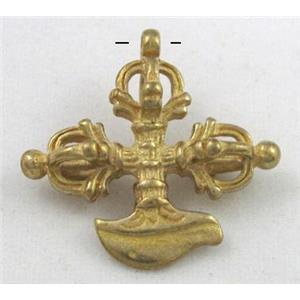 copper Phurba pendant, brass, approx 24x25mm
