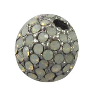 alloy bead, Pave Rhinestone, 12mm dia, 2.5mm hole