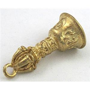 copper Phurba pendant, bell, brass, approx 16x30mm