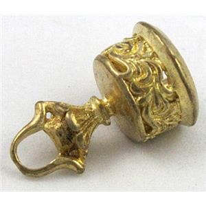 copper Phurba pendant, bell, brass, approx 16x24mm
