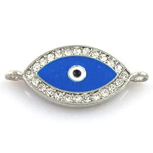 blue eye bracelet-bar, enamel alloy with Rhinestone, platinum plated, approx 16x35mm