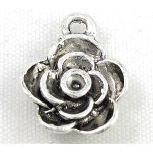 Alloy flower pendant, approx 12x16mm