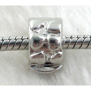 Stopper Beads, clip, copper, platinum plated, 10mm dia, hole:3mm