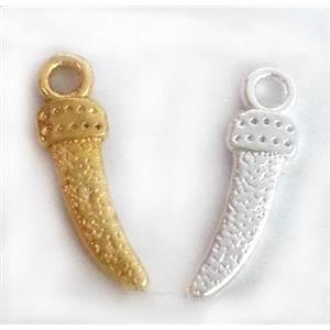 alloy horn pendant, mixed color, approx 8-12mm
