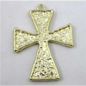 cross alloy pendant, duck-gold, approx 45x65mm