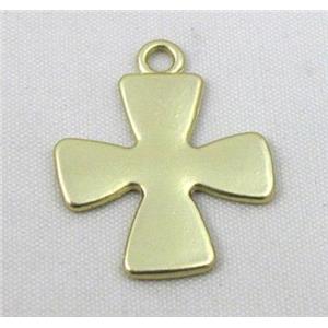 cross alloy pendant, duck-gold, approx 23x25mm