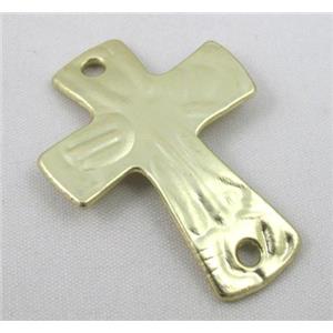 cross alloy connector, duck-gold, approx 32x43mm