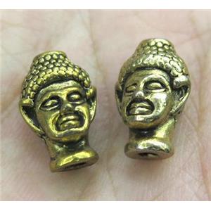 alloy buddha beads, antique gold plated, approx 9x13.5mm, 2mm hole