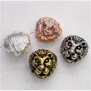 alloy spacer bead, lion head, mixed color, approx 12mm dia