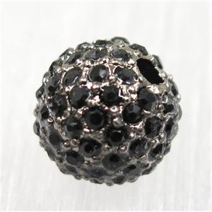 round alloy spacer beads pave rhinestone, black plated, approx 10mm dia