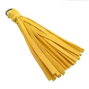 yellow synthetic Suede Cord tassel pendant, approx 70mm length