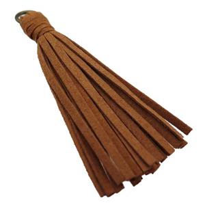 brown synthetic Suede tassel pendant, approx 70mm length