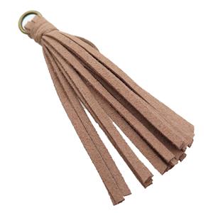 coffee synthetic Suede tassel pendant, approx 70mm length