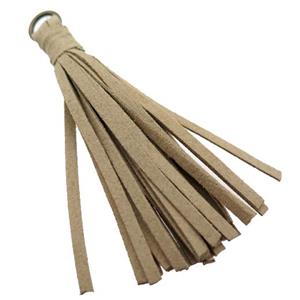 khaki synthetic Suede tassel pendant, approx 70mm length