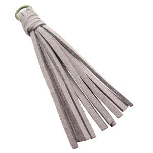 gray synthetic Suede tassel pendant, approx 70mm length