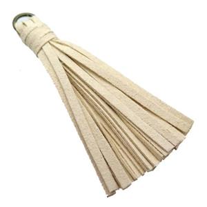 beige synthetic Suede tassel pendant, approx 70mm length