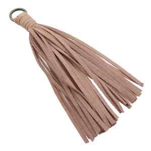 coffee synthetic Suede tassel pendant, approx 110mm length