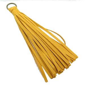 synthetic Suede tassel pendant, yellow, approx 110mm length