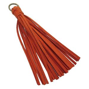 synthetic Suede tassel pendant, red, approx 110mm length