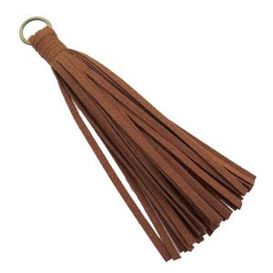 brown synthetic Suede tassel pendant, approx 110mm length