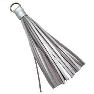 silver synthetic Suede tassel pendant, approx 110mm length
