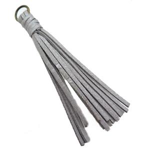 gray synthetic Suede tassel pendant, approx 110mm length