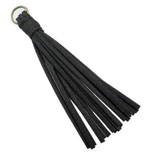 black synthetic Suede tassel pendant, approx 110mm length