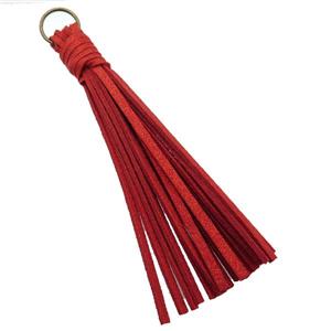 red synthetic Suede tassel pendant, approx 110mm length