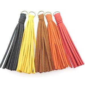 mixed synthetic Suede tassel pendant, approx 110mm length