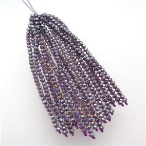 purple crystal glass Tassel pendant, approx 3mm, 75mm length