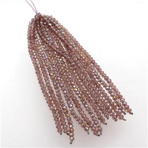 lilac crystal glass Tassel pendant, approx 3mm, 75mm length