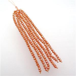 orange crystal glass Tassel pendant, approx 3mm, 75mm length
