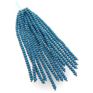 blue crystal glass Tassel pendant, approx 3mm, 75mm length