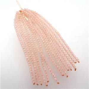 pink crystal glass Tassel pendant, approx 3mm, 75mm length