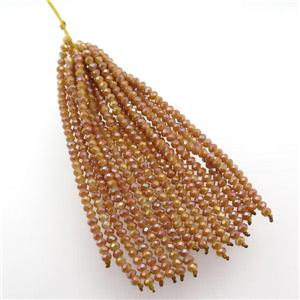 opaque champagne crystal glass Tassel pendant, approx 3mm, 75mm length