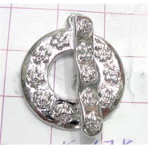Copper toggle clasps, 21mm dia, stick: 24mm length, color code: F platinum