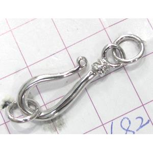 Copper toggle clasps, 10x36mm, color code: D silver plated