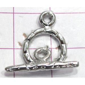 Copper toggle clasps, 12mm dia, stick: 20mm length, color code: D silver
