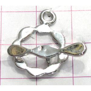 Copper toggle clasps, 17mm dia, stick: 23mm length, color code: D silver