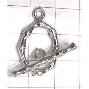Copper toggle clasps, 16x27mm, stick: 30mm length, color code: D silver pl