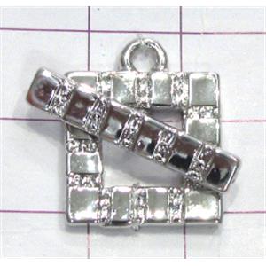 Copper toggle clasps, 16x16mm, stick: 23mm length, color code: F platinum