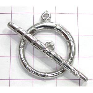 Copper toggle clasps, 24mm dia, stick: 38mm length, color code: F platinum