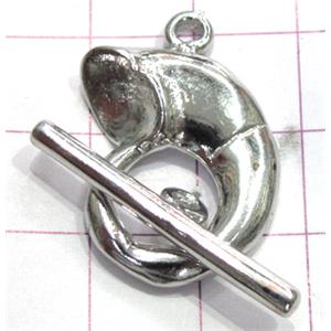 Copper toggle clasps, 20x26mm, stick: 28mm length, color code: D silver