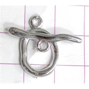 Copper toggle clasps, 12mm dia, stick: 21mm length, color code: D silver