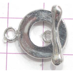 Copper toggle clasps, 14mm dia, stick: 15mm length, color code: D silver