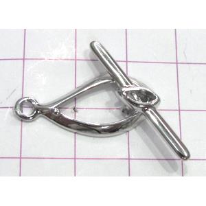 Copper toggle clasps, 12x28mm, stick: 28mm length, color code: D silver