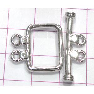 Copper toggle clasps, 18x20mm, stick: 28mm length, color code: D silver 