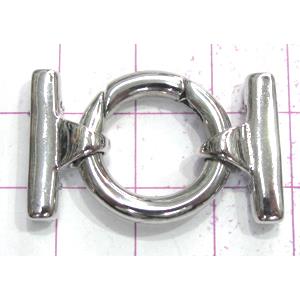 Copper toggle clasps, 22x35mm, ring: 22mm, color code: D silver plated