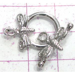 Copper toggle clasps, 14mm dia, color code: D silver plated