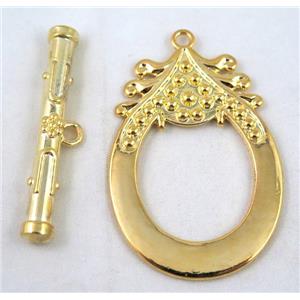 alloy toggle clasps, gold plated, approx 40x60mm, stick: 7x50mm